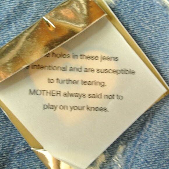 MOTHER Blue Distressed Wide Leg Jeans - Picture 9 of 16